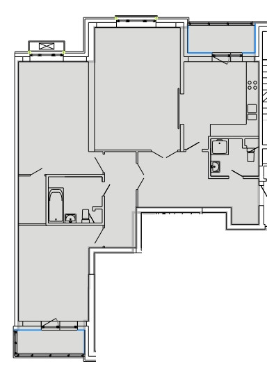 Трёхкомнатная квартира 119.7 м²