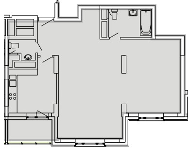 Двухкомнатная квартира 75 м²