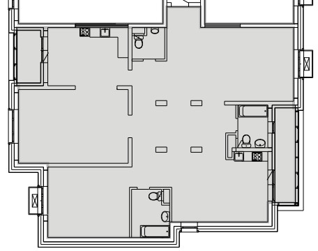 Трёхкомнатная квартира 165 м²