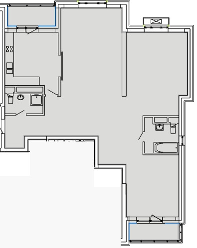 Трёхкомнатная квартира 123.1 м²